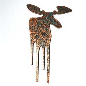 Vtg Modernist Speckled Copper Moose Pin Brooch
